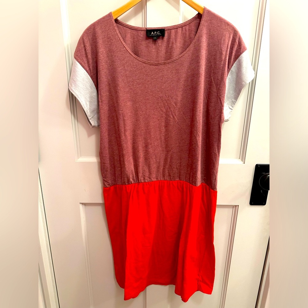 A.P.C. Cotton color block short dress. Size small.